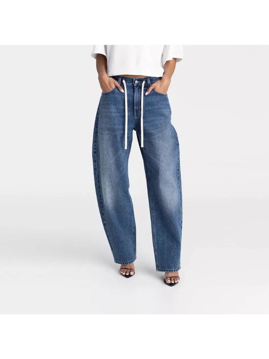 Kahlana Denim - KBB by Kahlana The Lynnox Jean Mid Rise Barrel Leg Dark Wash Jeans -- Women's 2